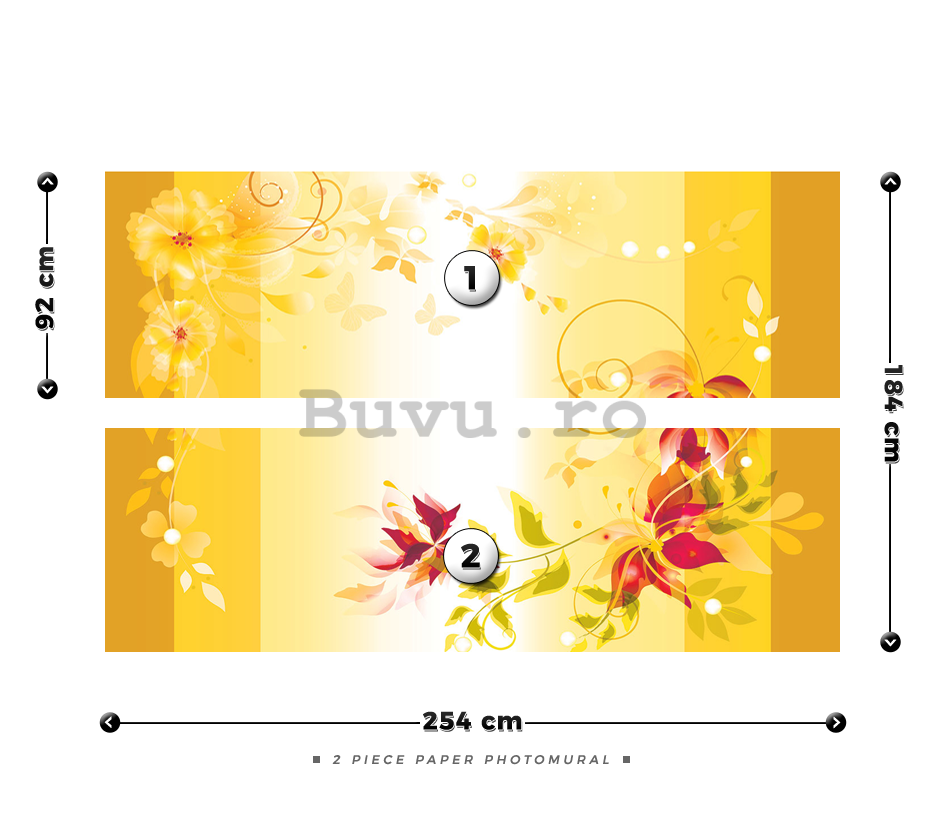 Fototapet: Abstracție florală (galbenă) - 184x254 cm