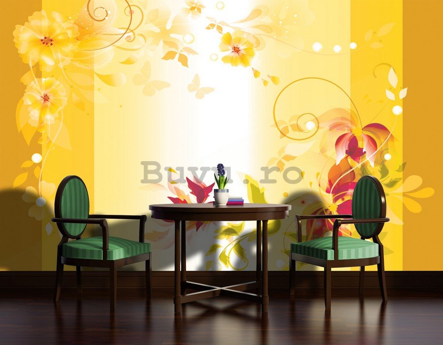 Fototapet: Abstracție florală (galbenă) - 254x368 cm