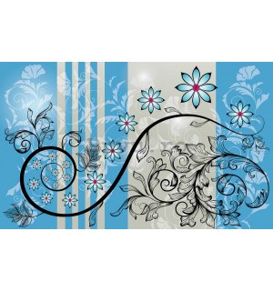 Fototapet: Abstracție florală (albastră) - 254x368 cm