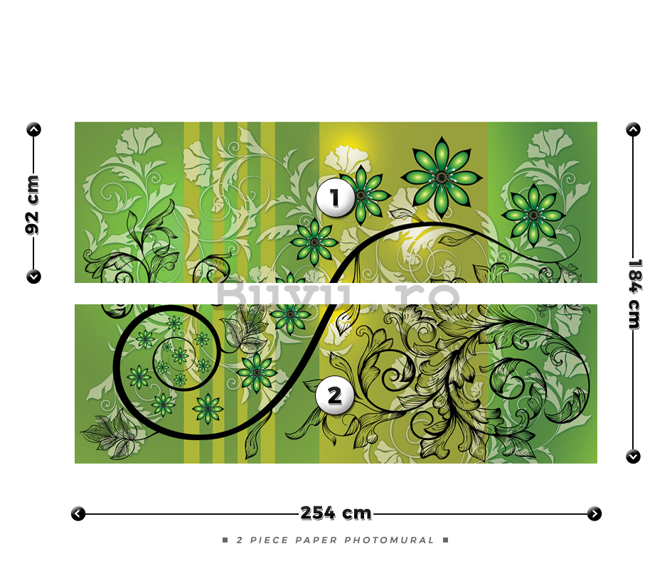 Fototapet: Abstracție florală (verde) - 184x254 cm