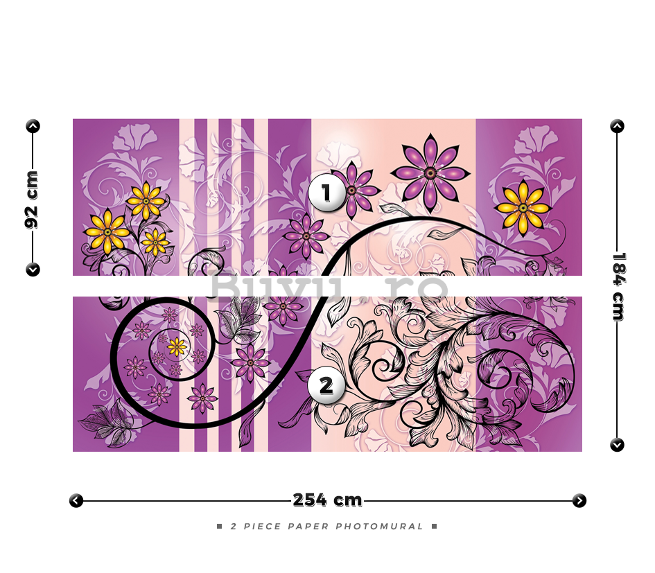 Fototapet: Abstracție florală (violet) - 184x254 cm