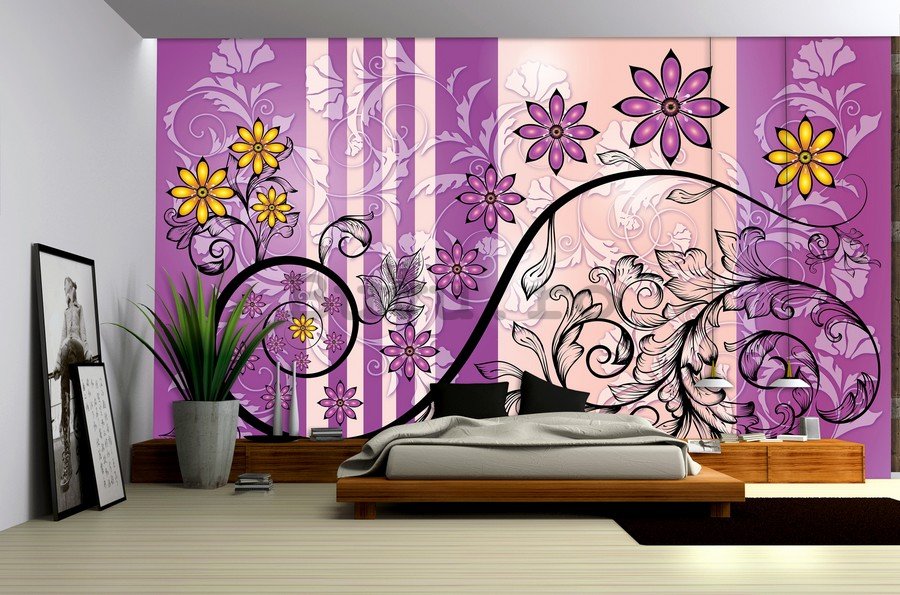 Fototapet: Abstracție florală (violet) - 254x368 cm