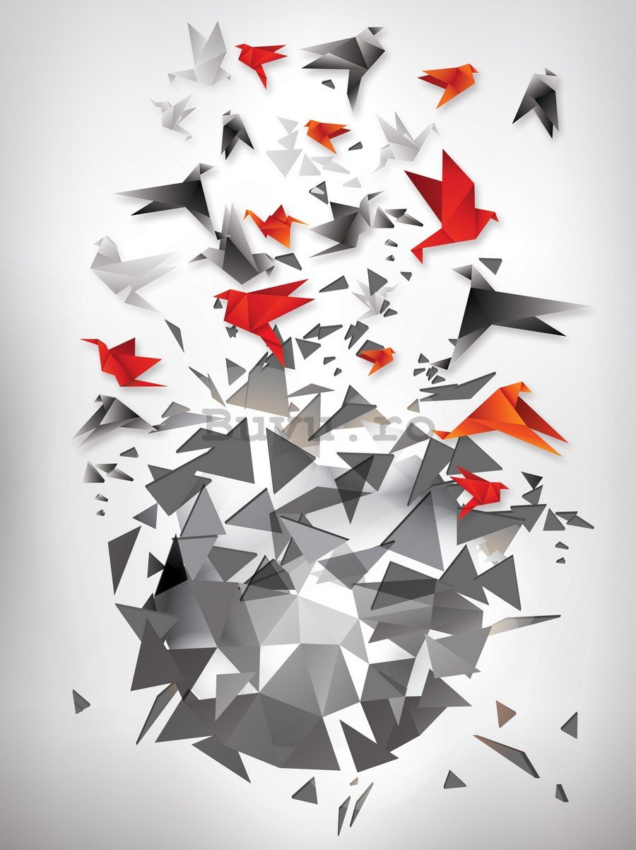 Fototapet: Origami birds (3) - 254x184 cm