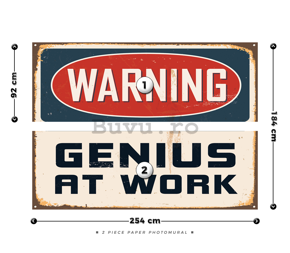 Fototapet: Warning Genius at Work - 184x254 cm