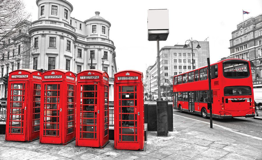Fototapet: Londra (cabine telefonice) - 184x254 cm