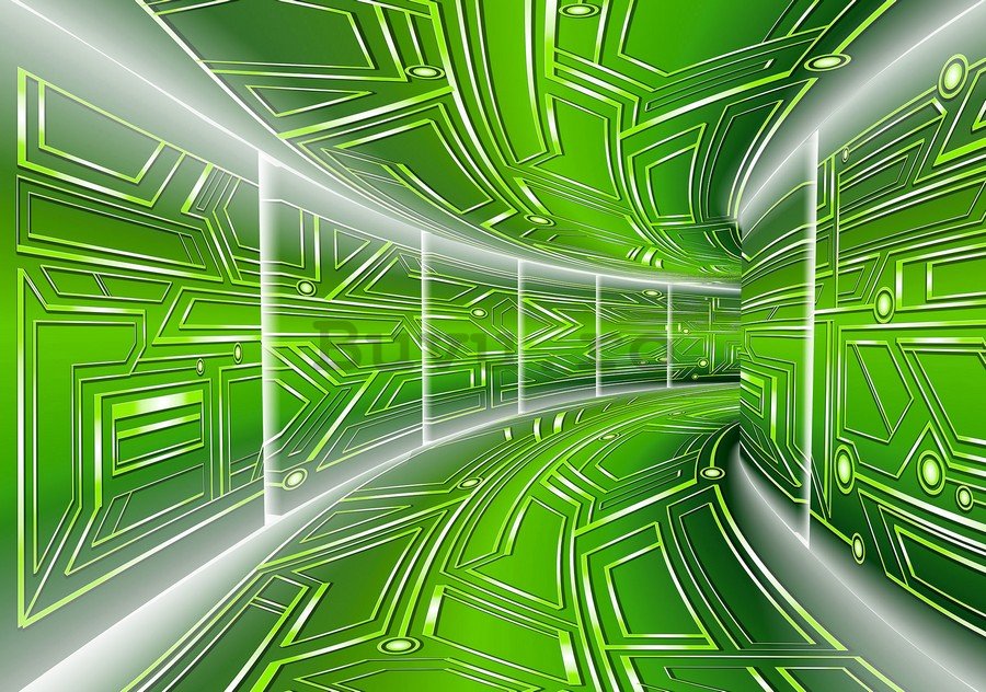 Fototapet: 3D tunel Scifi (verde) - 184x254 cm