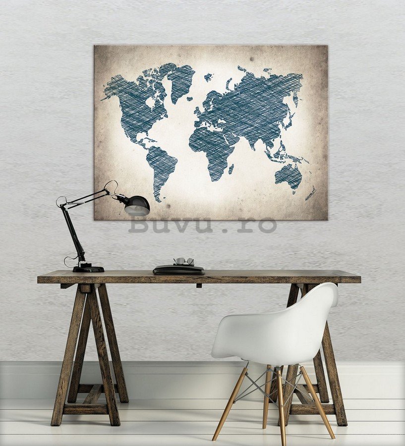 Tablou canvas: Harta lumii pictate (1) - 75x100 cm