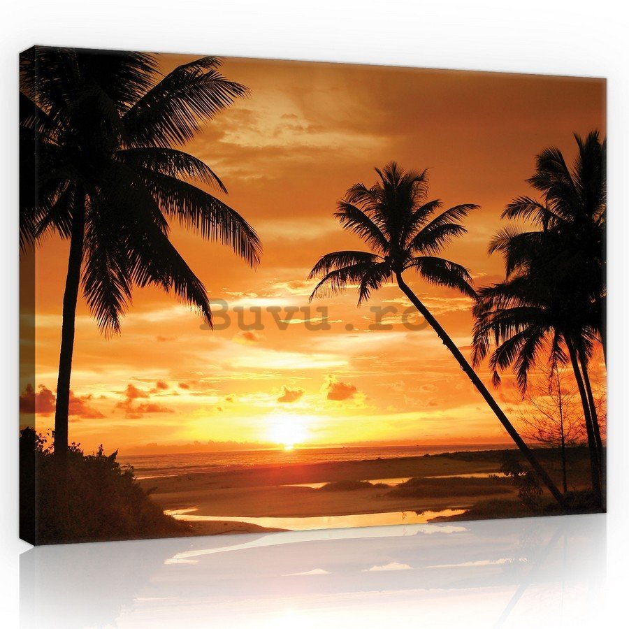 Tablou canvas: Apus de soare pe plajă (2) - 75x100 cm