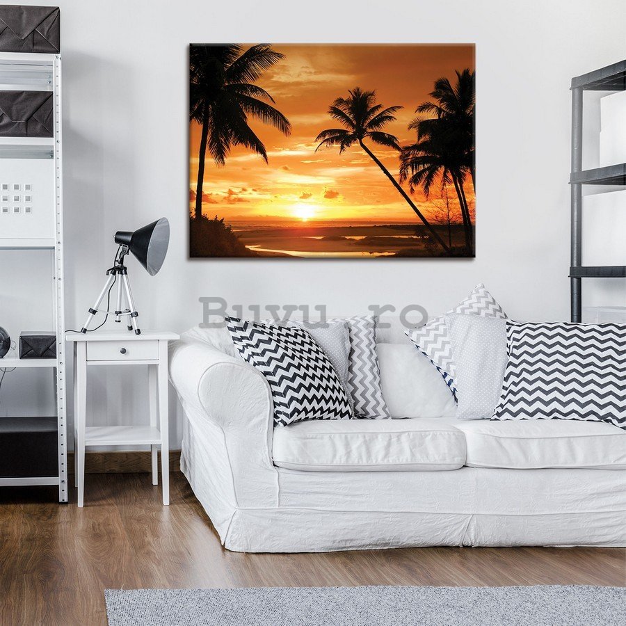 Tablou canvas: Apus de soare pe plajă (2) - 75x100 cm