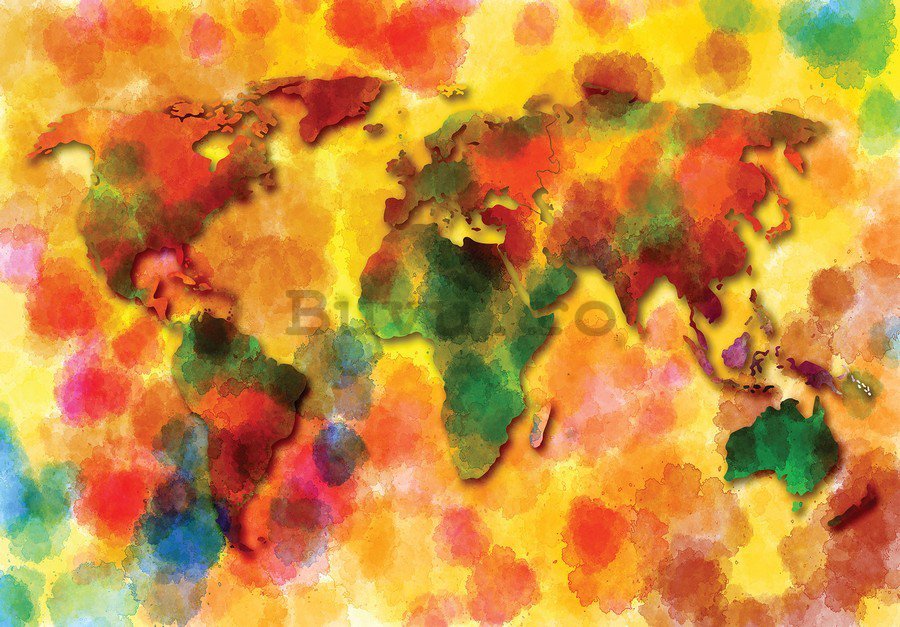 Tablou canvas: Harta lumii în culori variate - 75x100 cm