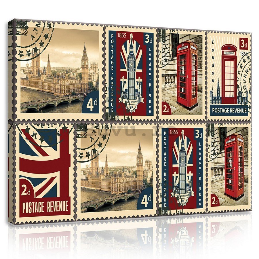 Tablou canvas: Timbre poștale ale Marii Britanii - 75x100 cm