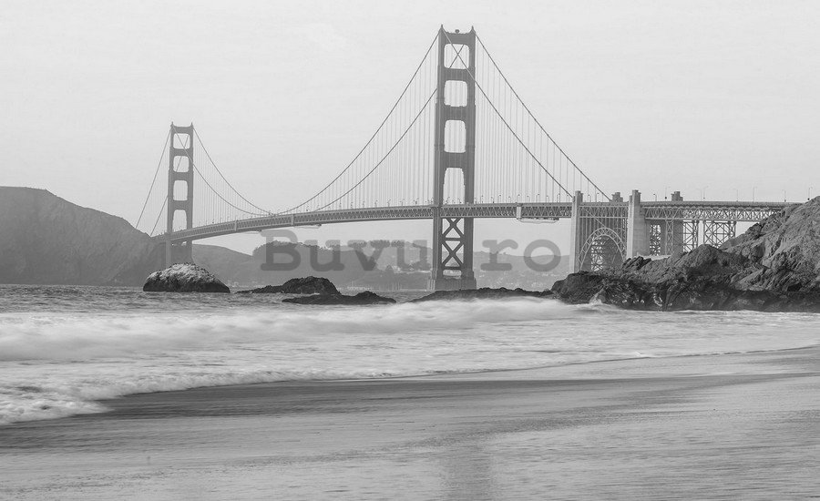 Tablou canvas: Golden Gate Bridge (alb-negru) - 75x100 cm