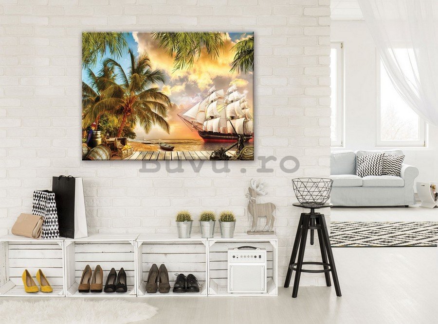 Tablou canvas: Corabia cu pânze în paradis - 75x100 cm