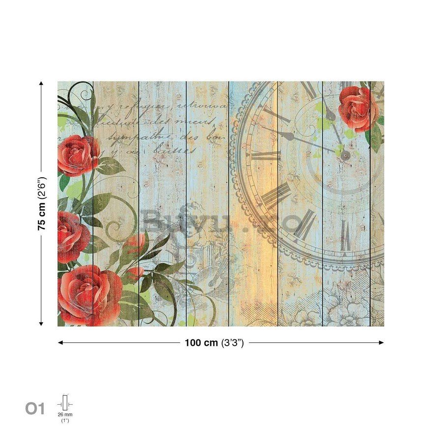 Tablou canvas: Ceas cu trandafiri - 75x100 cm