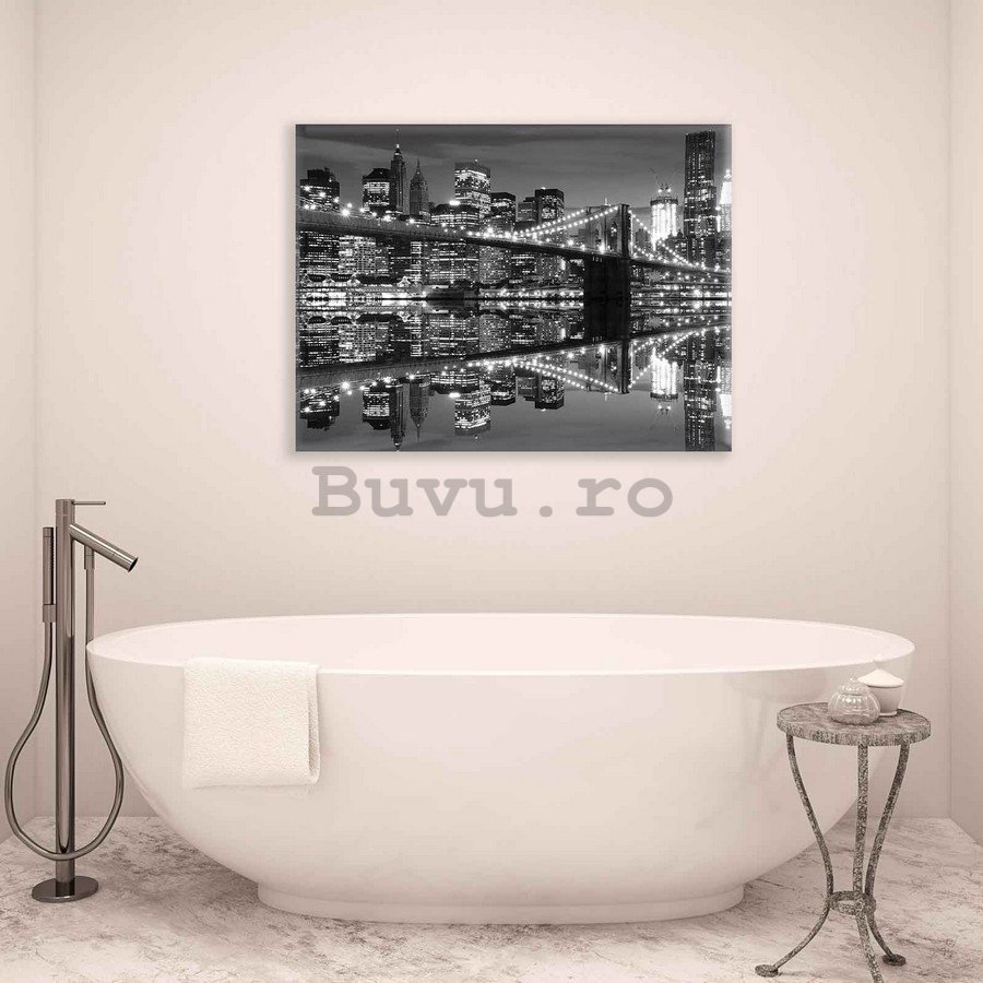 Tablou canvas: Brooklyn Bridge alb-negru (3) - 75x100 cm