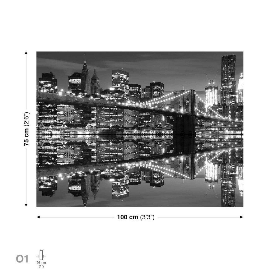 Tablou canvas: Brooklyn Bridge alb-negru (3) - 75x100 cm