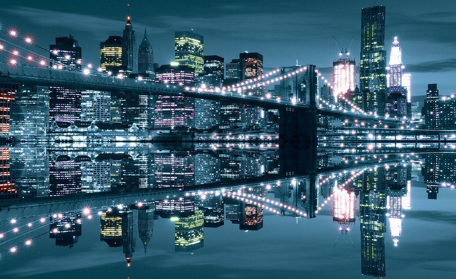 Tablou canvas: Podul albastru din Brooklyn - 75x100 cm