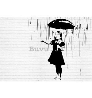 Tablou canvas: Fata în ploaie (graffiti) - 75x100 cm