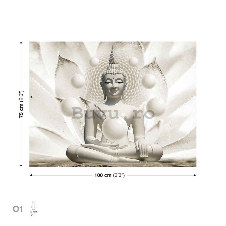 Tablou canvas: Buddha (alb) - 75x100 cm