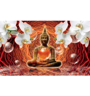 Tablou canvas: Buddha și orhidee albe (2) - 75x100 cm