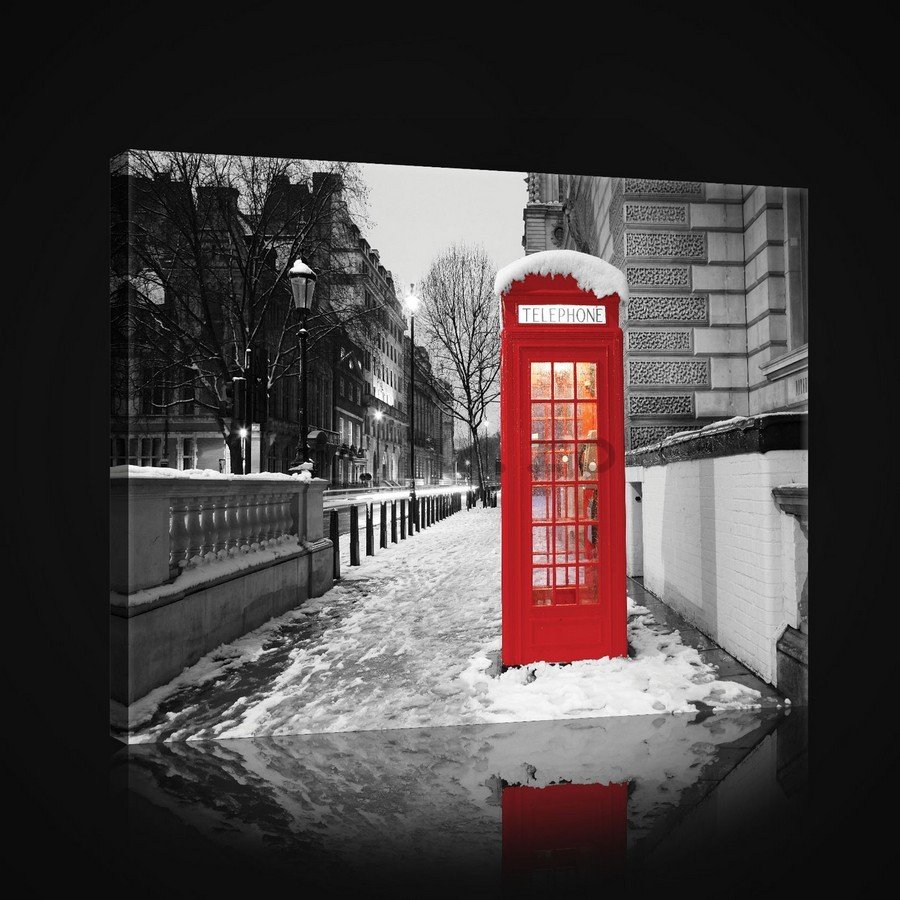 Tablou canvas: Londra (cabină telefonică de iarnă) - 75x100 cm