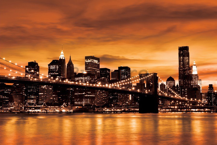 Tablou canvas: Brooklyn Bridge  (portocaliu) - 75x100 cm
