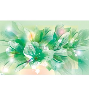 Tablou canvas: Flori abstracte (verde) - 75x100 cm