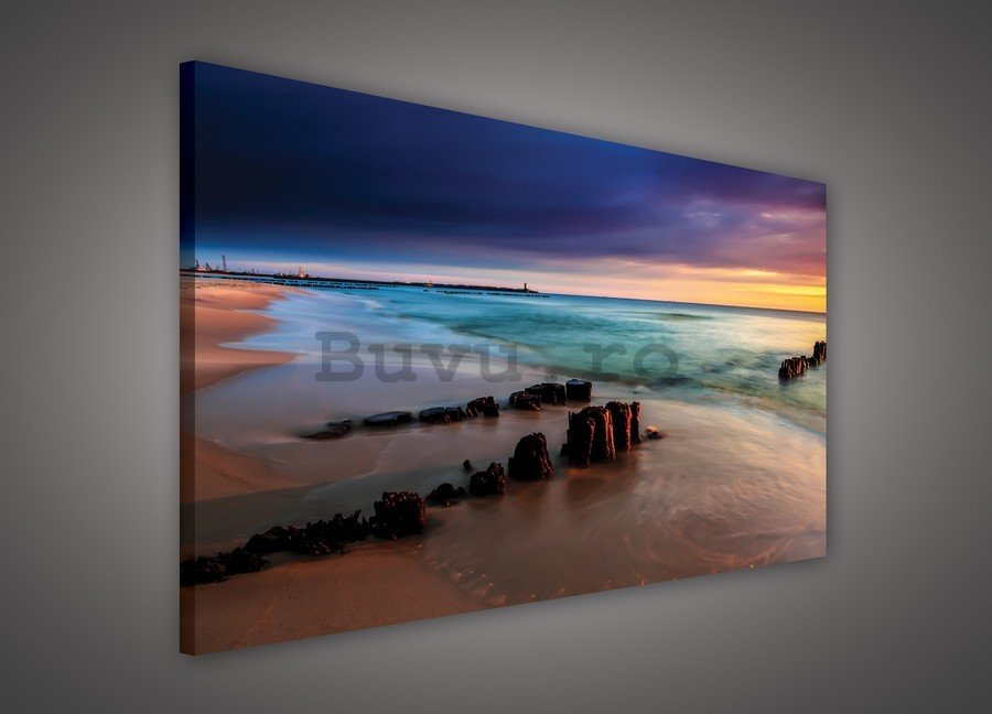 Tablou canvas: Apus de soare pe plajă - 75x100 cm