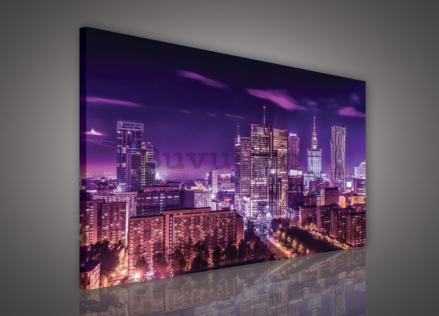 Tablou canvas: Oraș nocturn (violet) - 75x100 cm