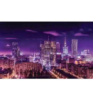 Tablou canvas: Oraș nocturn (violet) - 75x100 cm