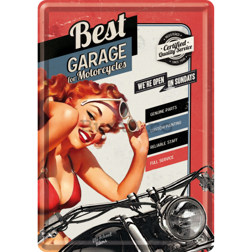 Ilustrată metalică - Best Garage for Motorcycles (ro?u)
