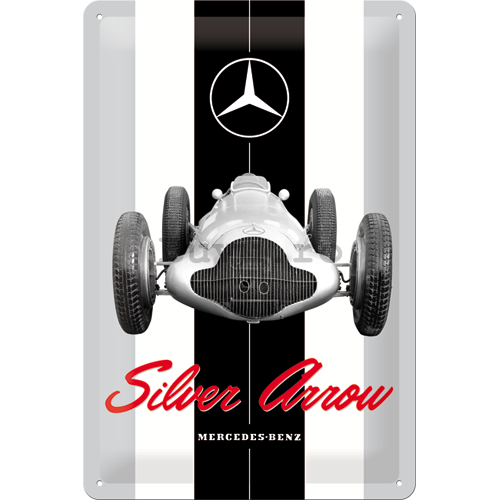 Placă metalică: Mercedes-Benz Silver Arrow - 30x20 cm