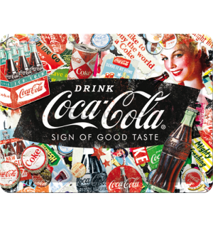 Placă metalică: Coca-Cola (colaj) - 15x20 cm
