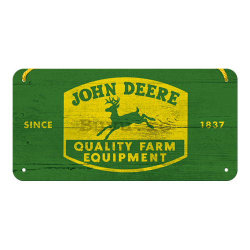 Placa metalica cu snur: John Deere (Quality Farm Equipment) - 10x20 cm