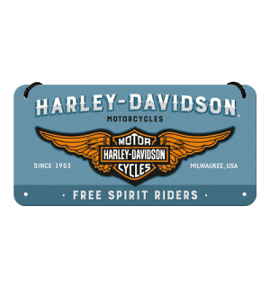 Placa metalica cu snur: Harley-Davidson (Free Spirit Riders) - 10x20 cm