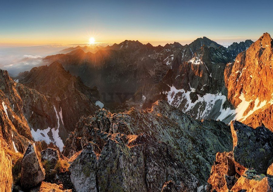 Fototapet vlies: Apus de soare în munți - 184x254 cm