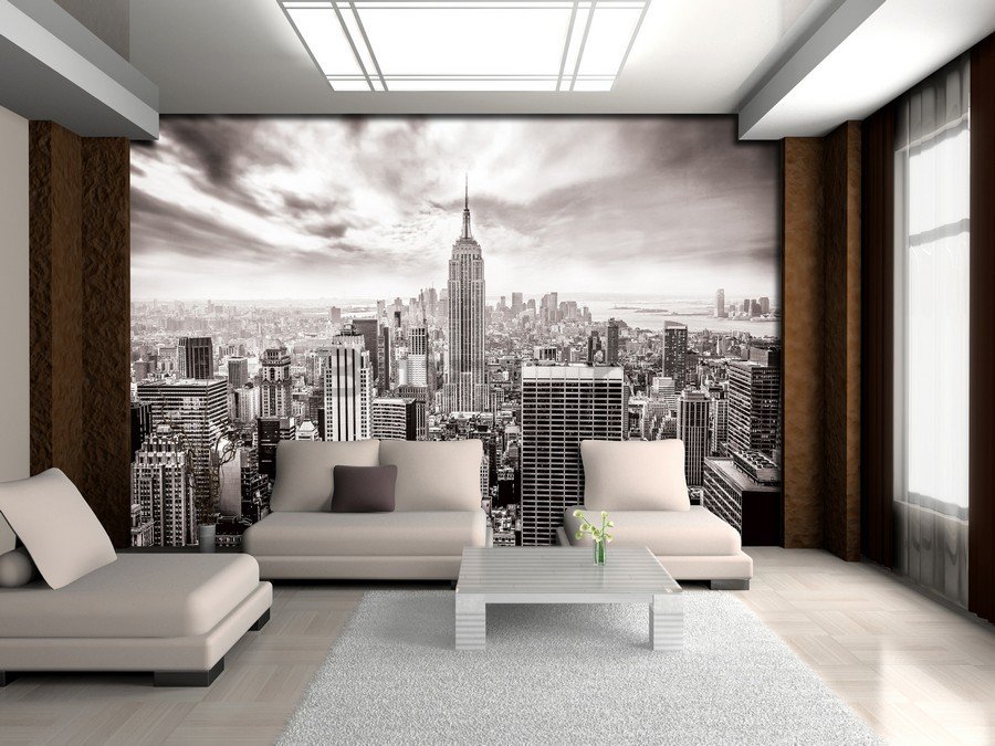 Fototapet vlies: Vedere New York (alb-negru) - 184x254 cm