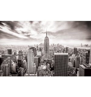 Fototapet vlies: Vedere New York (alb-negru) - 184x254 cm