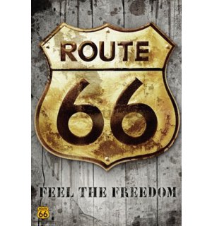 Poster - ROUTE 66 golden sign