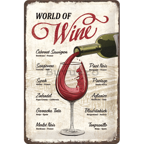 Placă metalică: World of Wine - 30x20 cm