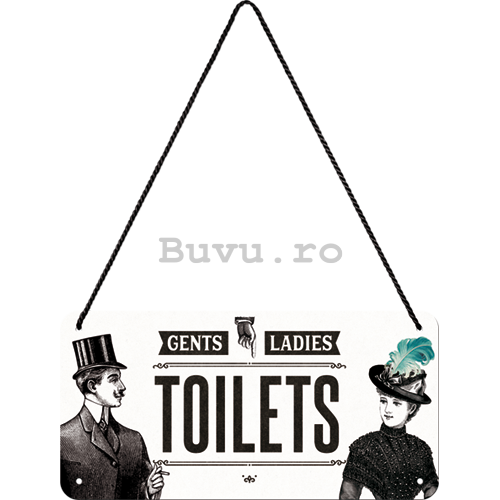 Placa metalica cu snur: Gents and Ladies Toilets - 10x20 cm