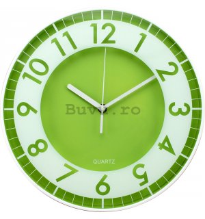 Ceas de perete: Modern (alb-verde) - 30 cm