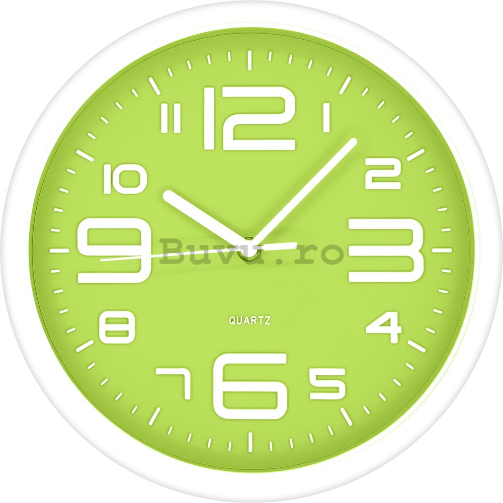 Ceas de perete: Alb-verde (2) - 40 cm