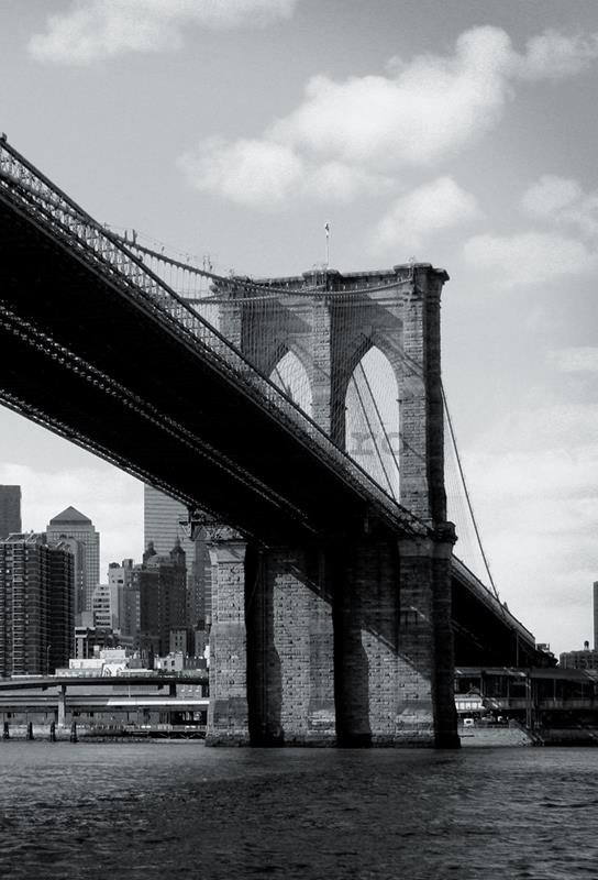 Fototapet: Podul Brooklyn alb-negru (4) - 158x232 cm