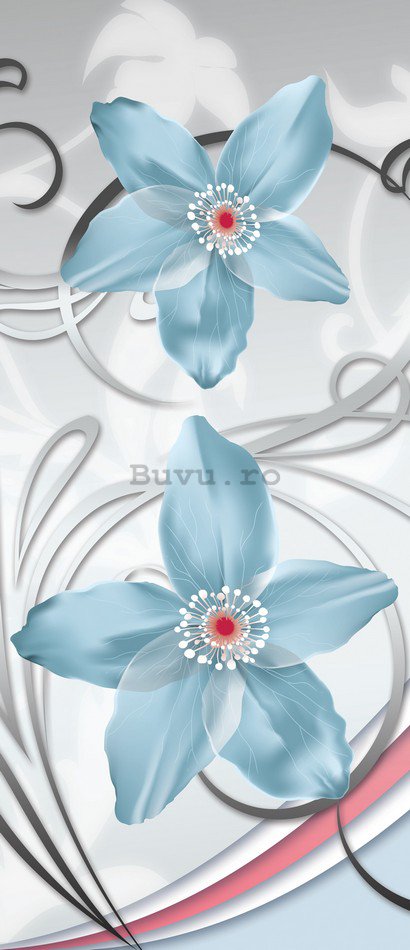 Fototapet: Model floral argintiu - 211x91 cm