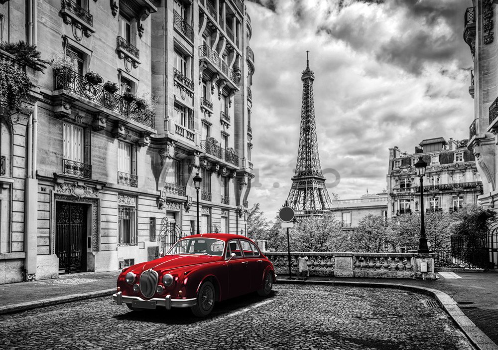 Fototapet: Turnul lui Eiffel și mașina de epocă - 184x254 cm