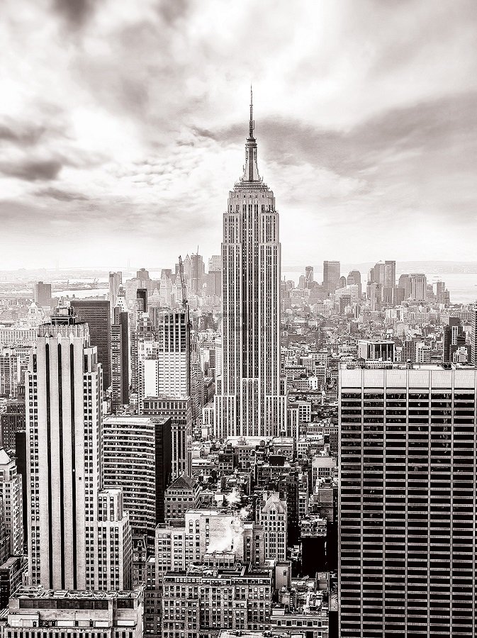 Fototapet: Vedere New York (alb-negru) - 254x184 cm