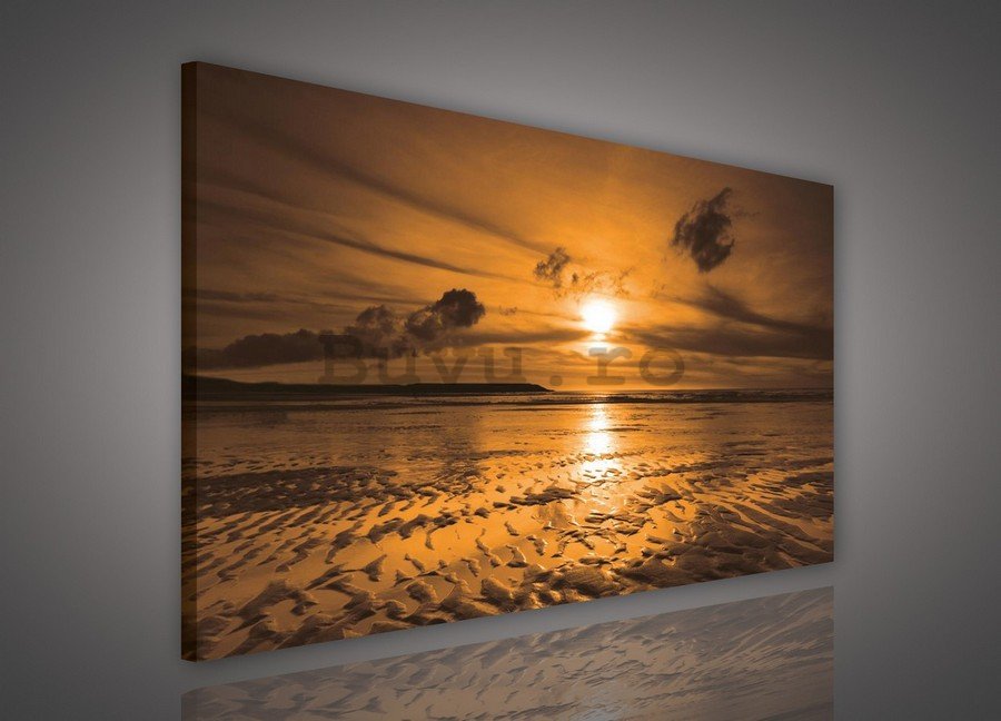 Tablou canvas: Apus de soare pe plajă (1) - 75x100 cm