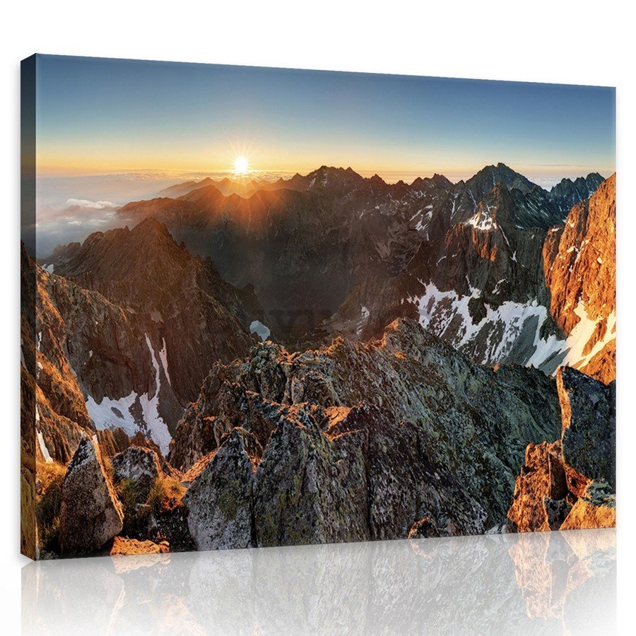 Tablou canvas: Apus de soare în munți - 75x100 cm
