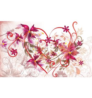 Tablou canvas: Inimi și flori abstracte - 75x100 cm